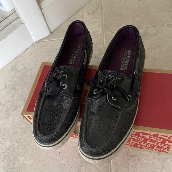 Black sequin Sperry slip on - Picture 1 of 3